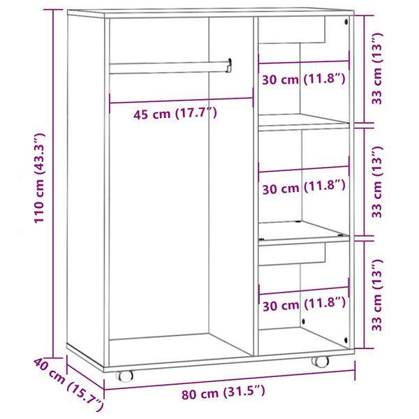 vidaXL Ντουλάπα Καφέ Δρυς 80 x 40 x 110 εκ. από Επεξεργασμένο Ξύλο