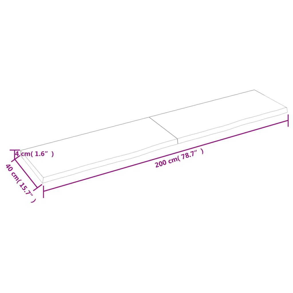 vidaXL Πάγκος Μπάνιου Σκούρο Καφέ 200x40x(2-4) εκ. Επεξεργ. Μασίφ Ξύλο