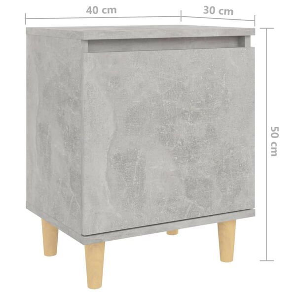vidaXL Κομοδίνο Γκρι Σκυροδέματος 40 x 30 x 50 εκ. Μασίφ Ξύλινα Πόδια