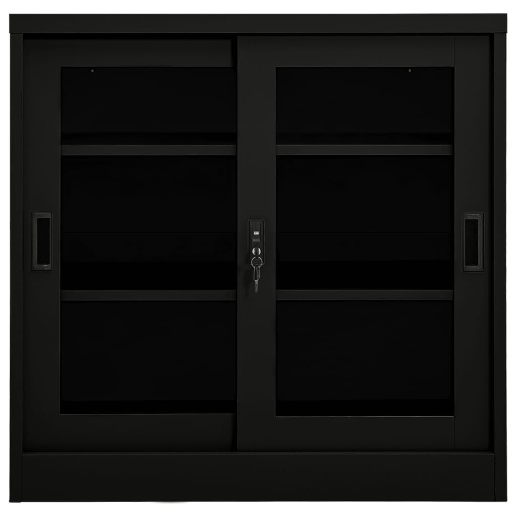 vidaXL Ντουλάπι με Συρόμενη Πόρτα Μαύρο 90 x 40 x 90 εκ. Ατσάλινο