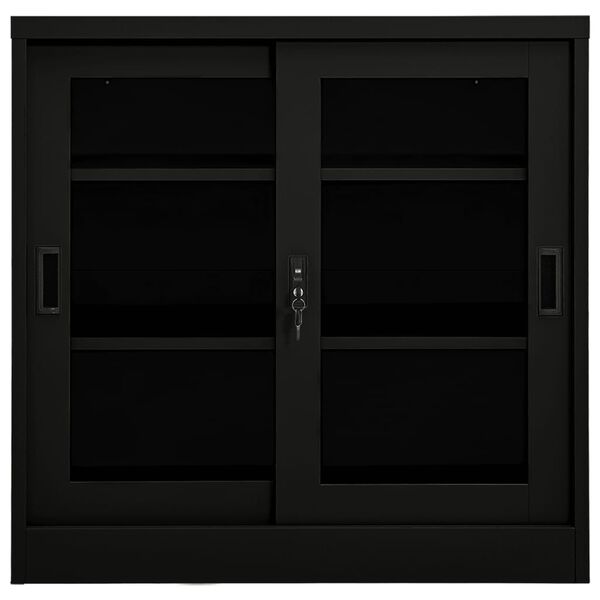 vidaXL Ντουλάπι με Συρόμενη Πόρτα Μαύρο 90 x 40 x 90 εκ. Ατσάλινο