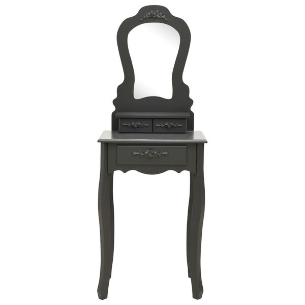 vidaXL Μπουντουάρ με Σκαμπό Γκρι 50 x 59 x 136 εκ. από Ξύλο Παυλώνιας