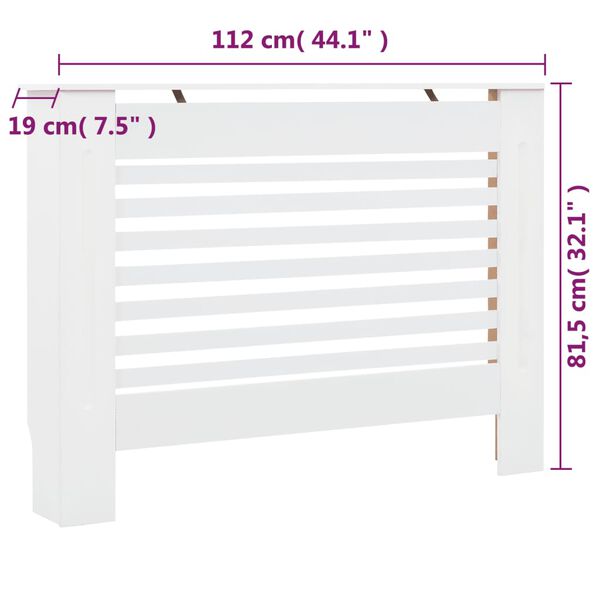 vidaXL Καλύμματα Καλοριφέρ 2 τεμ. Λευκά 112 x 19 x 81,5 εκ. από MDF