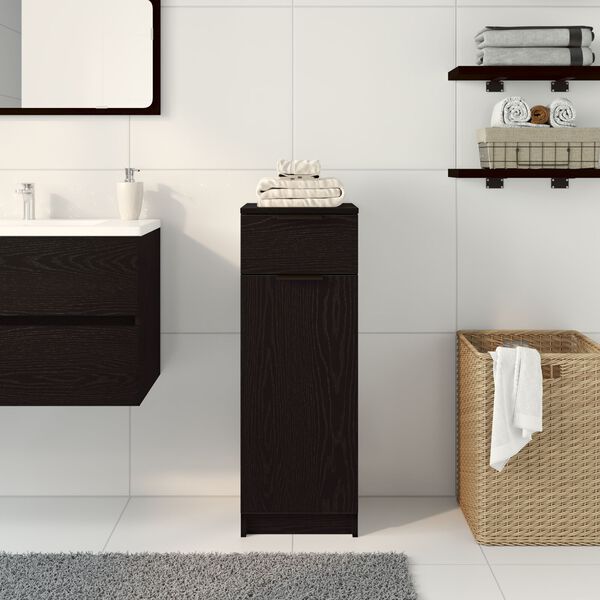 vidaXL Ντουλάπι Μπάνιου Μαύρη δρυς 32 x 34 x 90 εκ Επεξεργασμένο ξύλο