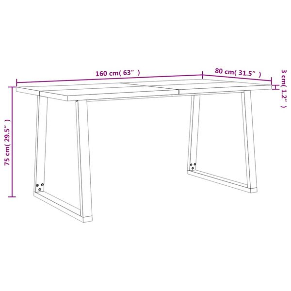 vidaXL Τραπεζαρία με Φυσικό Περίγραμμα 160x80x75 εκ Μασίφ Ξύλο Ακακίας