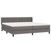 vidaXL Κρεβάτι Boxspring με Στρώμα Γκρι 200x200 εκ. Συνθετικό Δέρμα