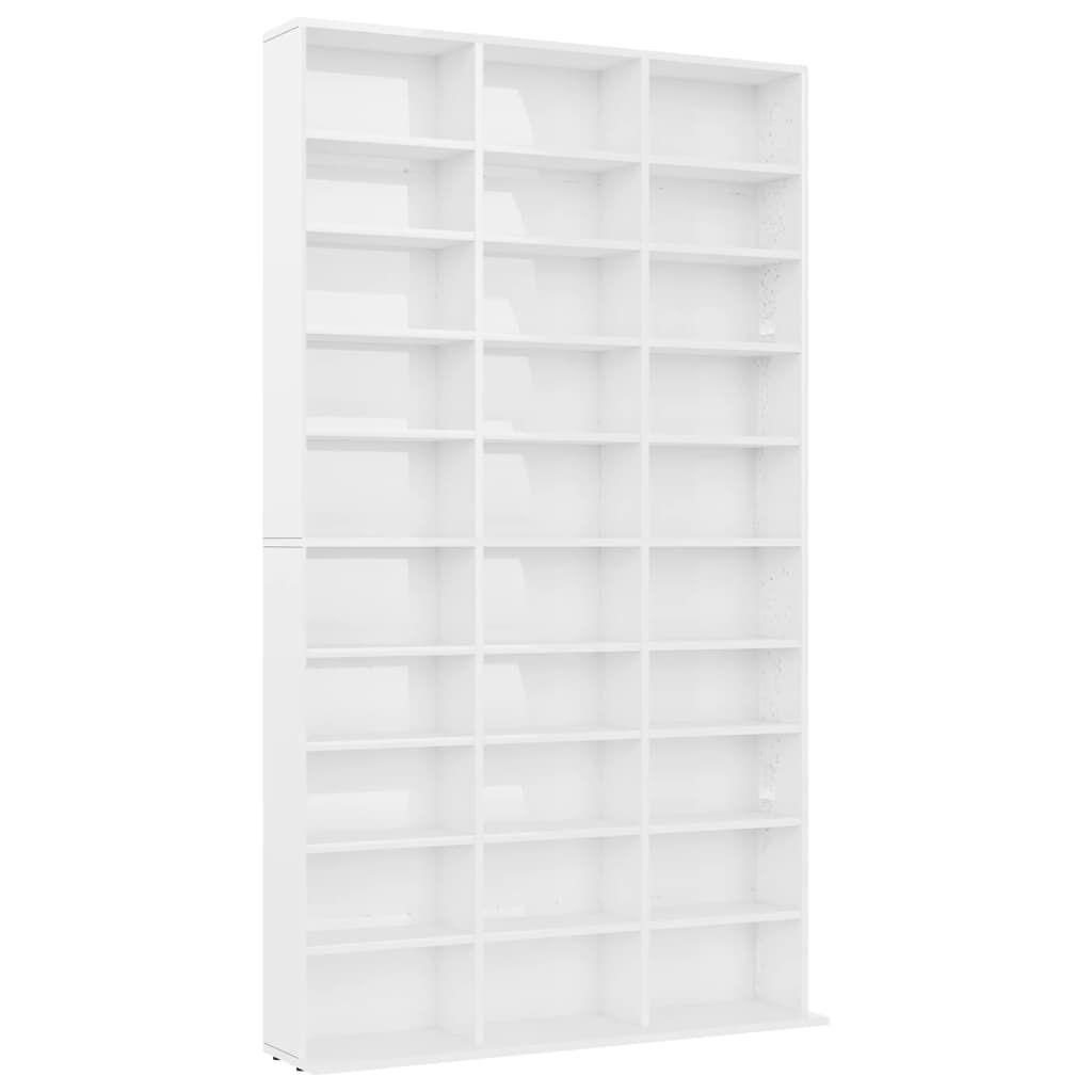 vidaXL Έπιπλο για CD Γυαλ. Λευκό 102x16x177,5εκ από Επεξεργασμένο Ξύλο