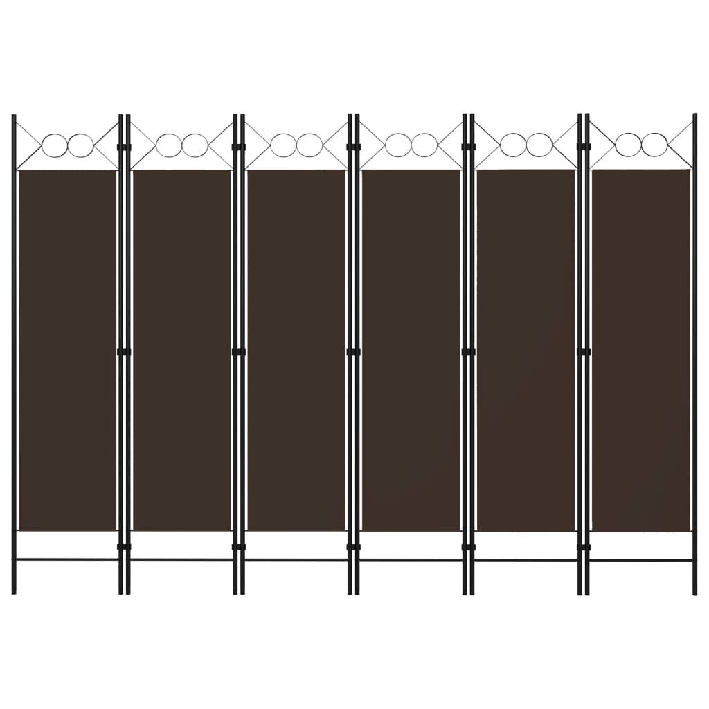 vidaXL Διαχωριστικό Δωματίου με 6 Πάνελ Καφέ 240 x 180 εκ.