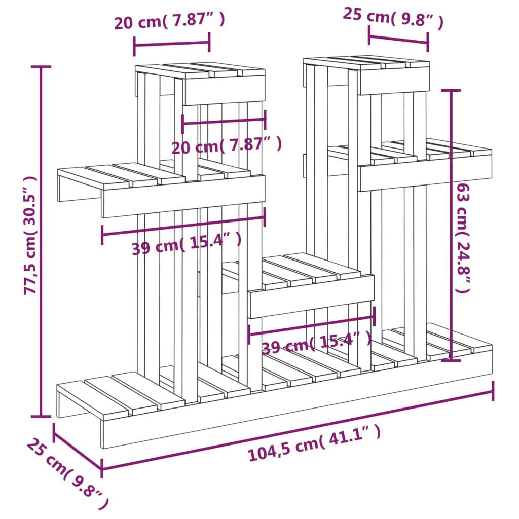 vidaXL Βάση Γλάστρας Γκρι 104,5x25x77,5 εκ. από Μασίφ Ξύλο Πεύκου
