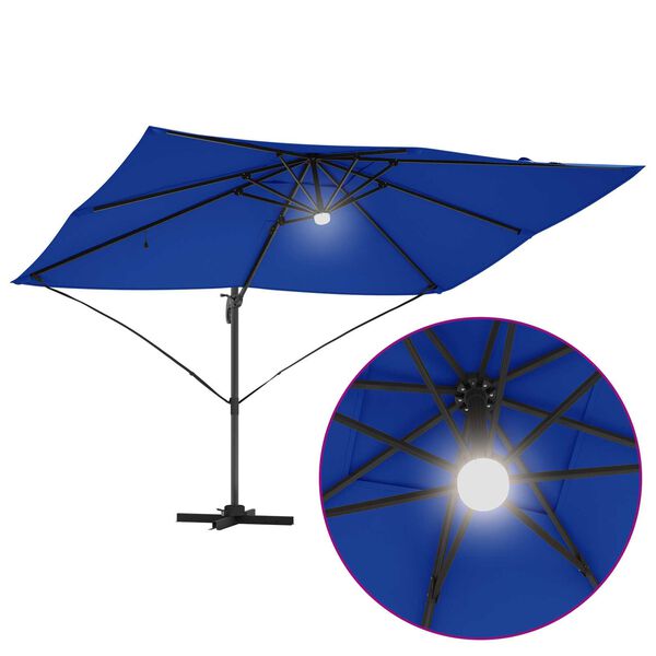 vidaXL Γωνιακή Ομπρέλα Ρώμη με LEDs - Αζούρ, 352x251x265 εκ, Αλουμίνιο