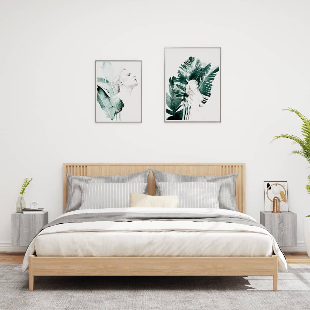 vidaXL Έπιπλα Τοίχου Τηλ. με LED 2 Τεμ. Γκρι Sonoma 30,5x35x30 εκ.
