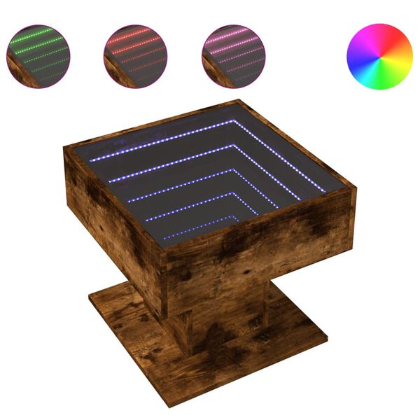 vidaXL Τραπεζάκι Σαλονιού με LED Δρυς 50x50x45 εκ. Επεξεργασμένο Ξύλο