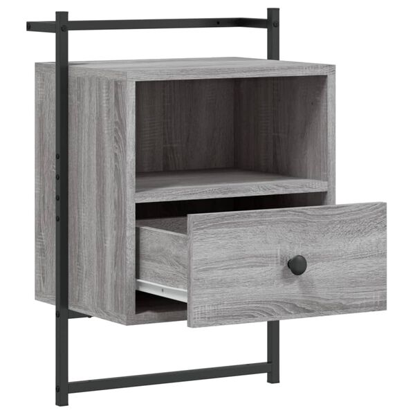 vidaXL Κομοδίνα Επιτοίχια 2 τεμ. Γκρι Sonoma 40x30x61 εκ Επεξεργ. Ξύλο