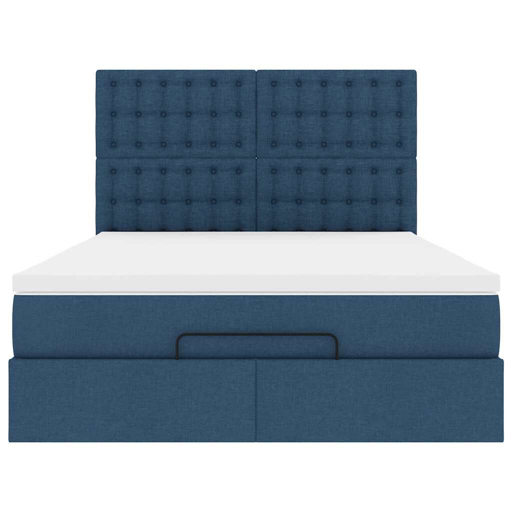 vidaXL Οθωμανικό κρεβάτι με στρώμα μπλε 140x200cm ύφασμα