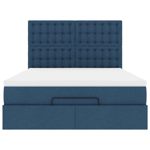 vidaXL Οθωμανικό κρεβάτι με στρώμα μπλε 140x200cm ύφασμα