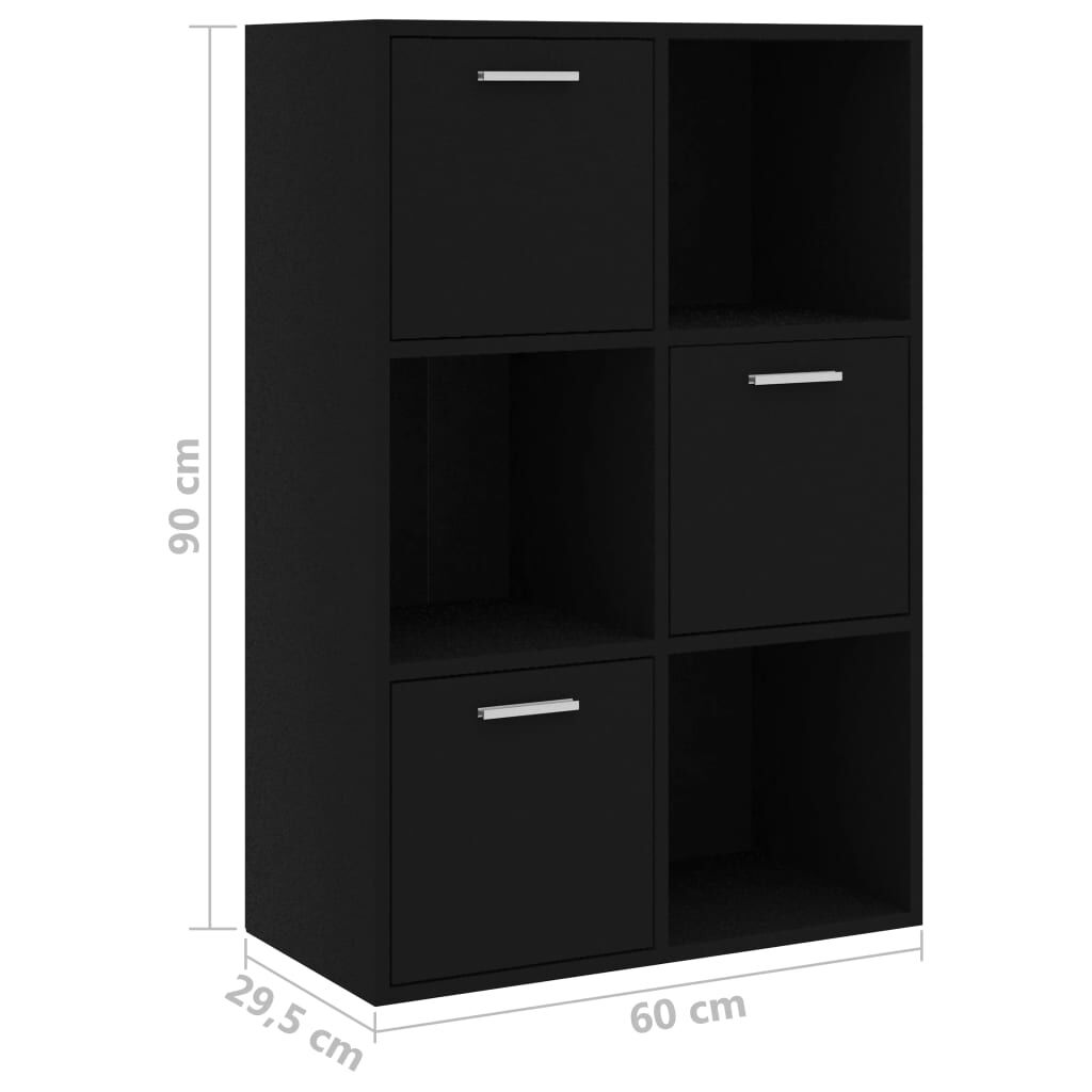 vidaXL Ραφιέρα με Ντουλάπια Μαύρη 60 x 29,5 x 90 εκ. από Επεξ. Ξύλο