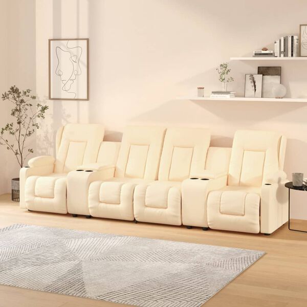 vidaXL Πολυθρόνα Μασάζ Τετραθέσια Ποτηροθήκη Ανακλ. Κρεμ Συνθ. Δέρμα