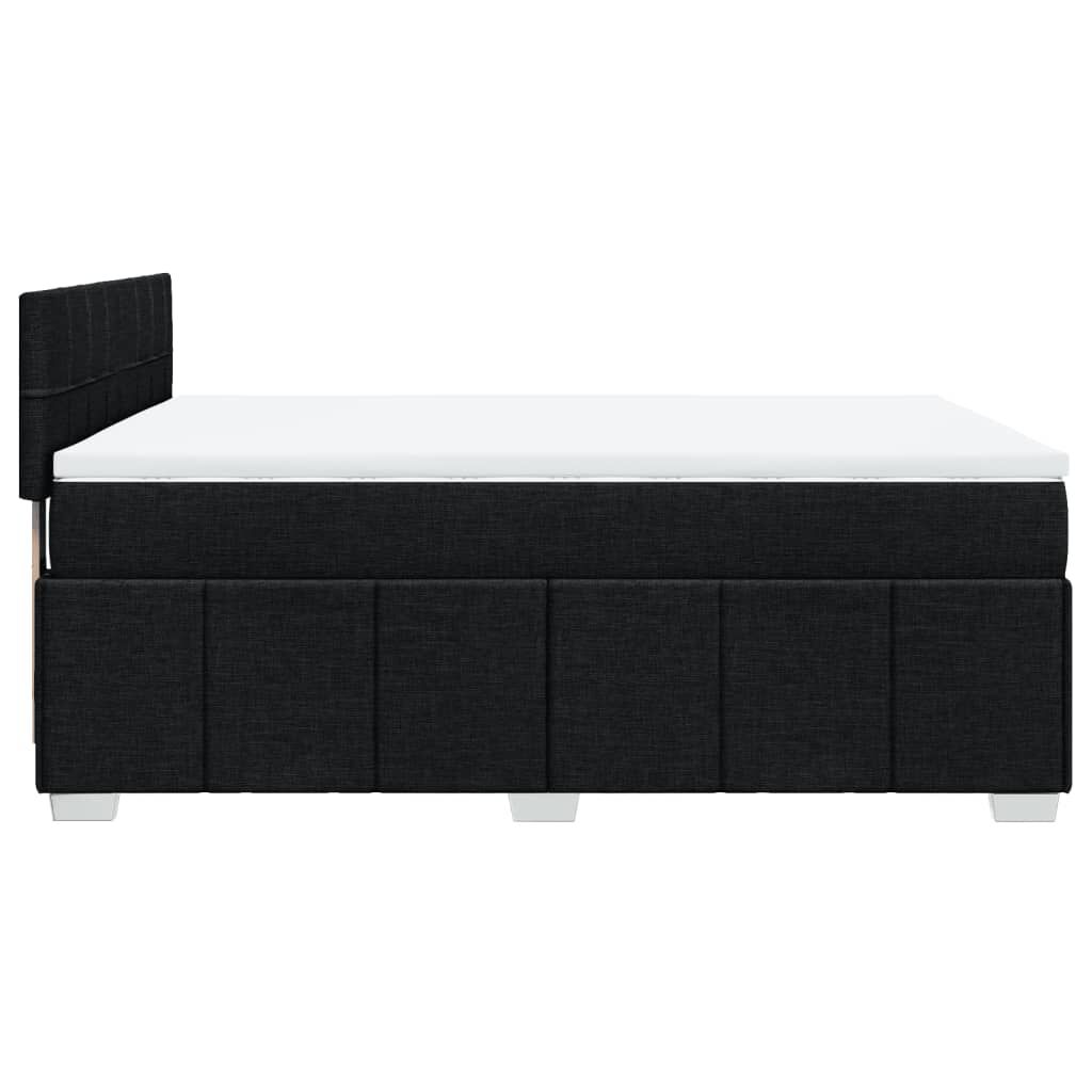 vidaXL Κρεβάτι Boxspring με Στρώμα Μαύρο 140x190 εκ. Υφασμάτινο