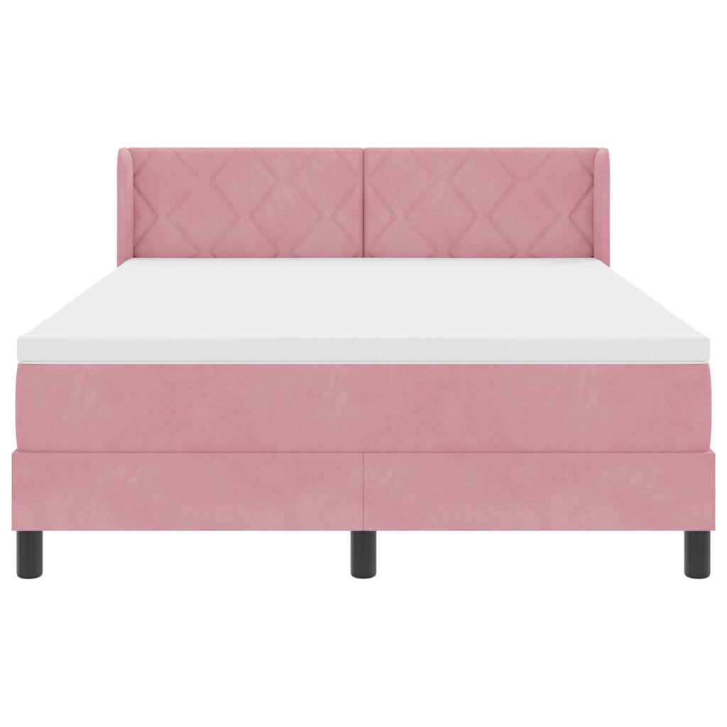 κρεβάτι Box Spring με στρώμα vidaXL Ροζ 160x200 εκ. βελούδο
