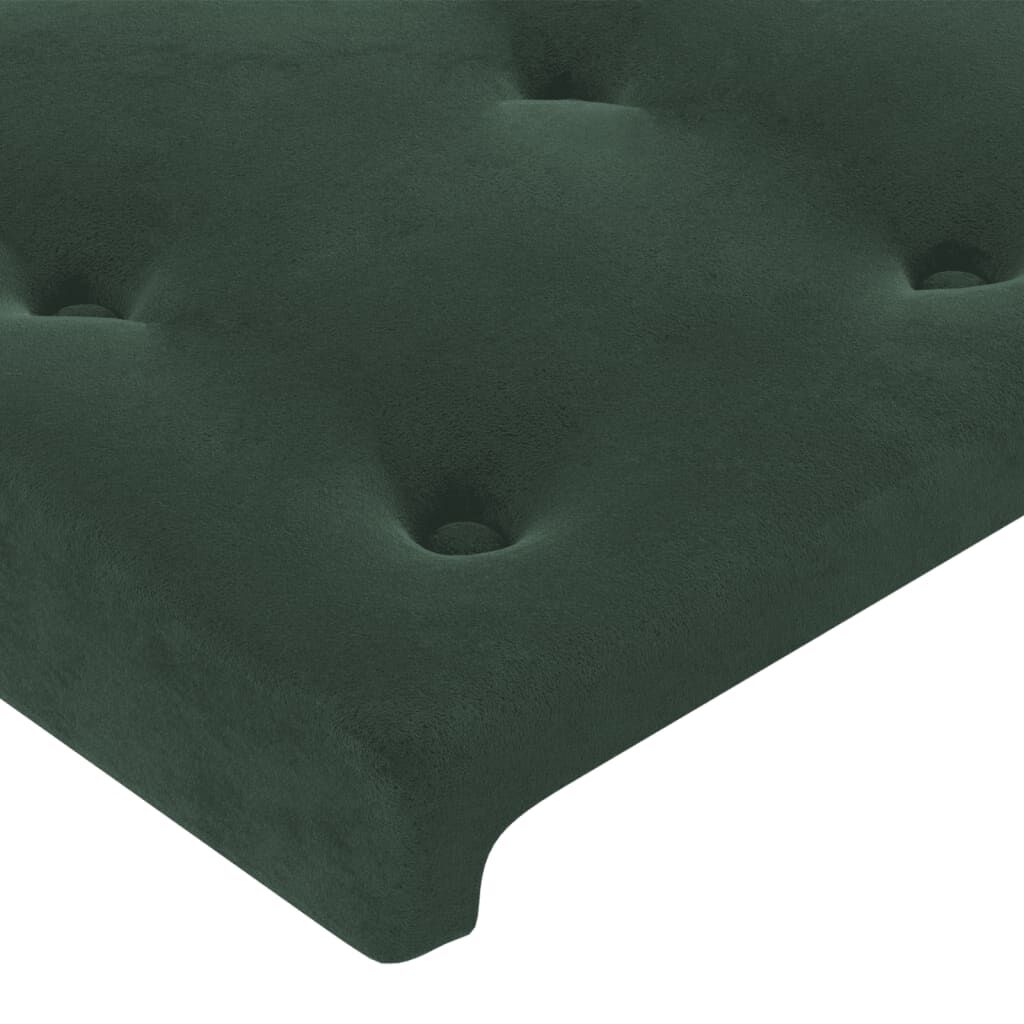 vidaXL Κρεβάτι Boxspring με Στρώμα & LED Σκ. Πράσινο 90x200 εκ Βελούδο