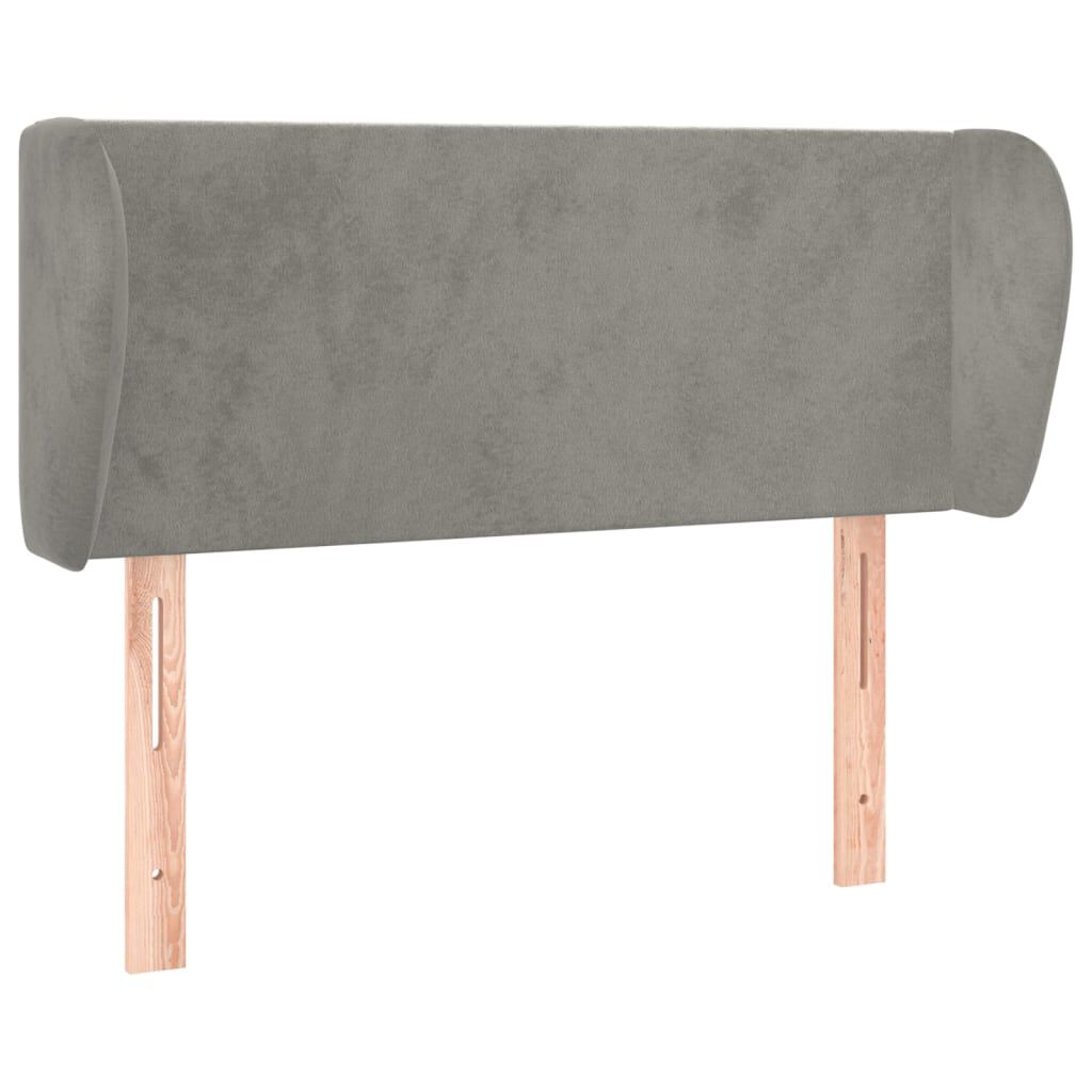vidaXL Κεφαλάρι με Πτερύγια Ανοιχτό Γκρι 93x23x78/88 εκ. Βελούδινο