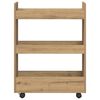 vidaXL Τρόλεϊ Αποθήκευσης Στενό 3 Επιπέδων Αρτισιανή Δρυς Επεξ. Ξύλο