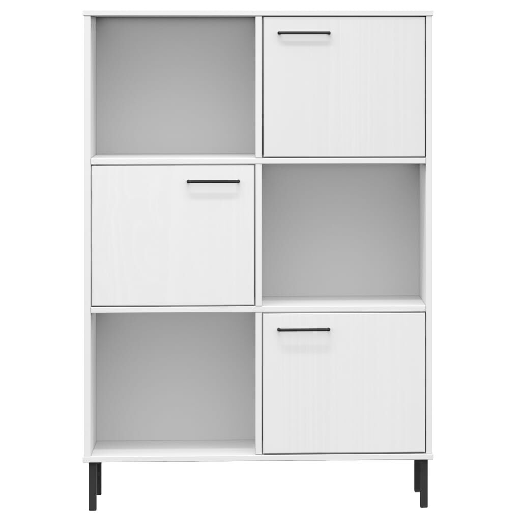 vidaXL Βιβλιοθήκη OSLO Λευκή 90x35x128,5 εκ. Μασίφ Ξύλο με Μετ. Πόδια