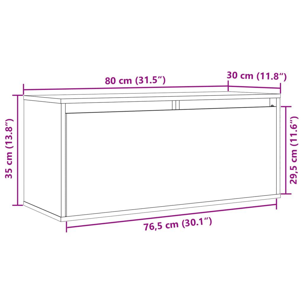 vidaXL Ντουλάπι Τοίχου Μαύρο 80 x 30 x 35 εκ. από Μασίφ Ξύλο Πεύκου
