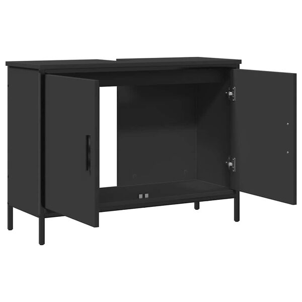vidaXL Ντουλάπι Νιπτήρα Μπάνιου Μαύρο 80x30x60 εκ. Επεξεργασμένο Ξύλο
