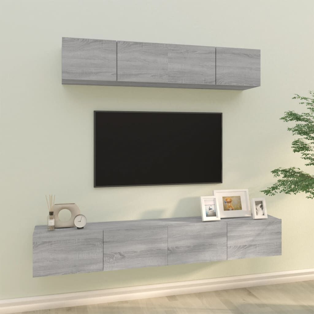 vidaXL Σετ Επίπλων Τηλεόρασης 4 Τεμ. Γκρι Sonoma Επεξεργασμένο Ξύλο