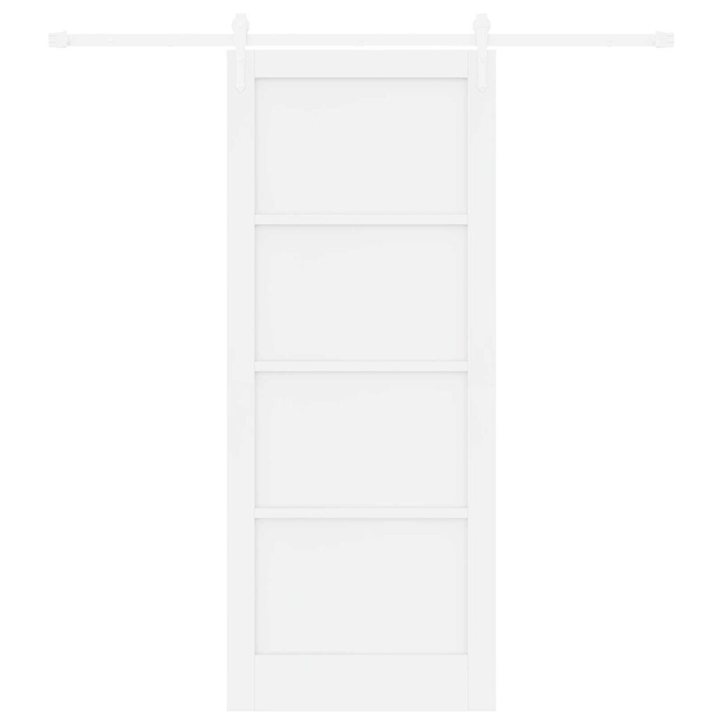 vidaXL Συρόμενη Πόρτα Λευκό 86 x 211 cm Μασίφ ξύλο πεύκου και χάλυβας