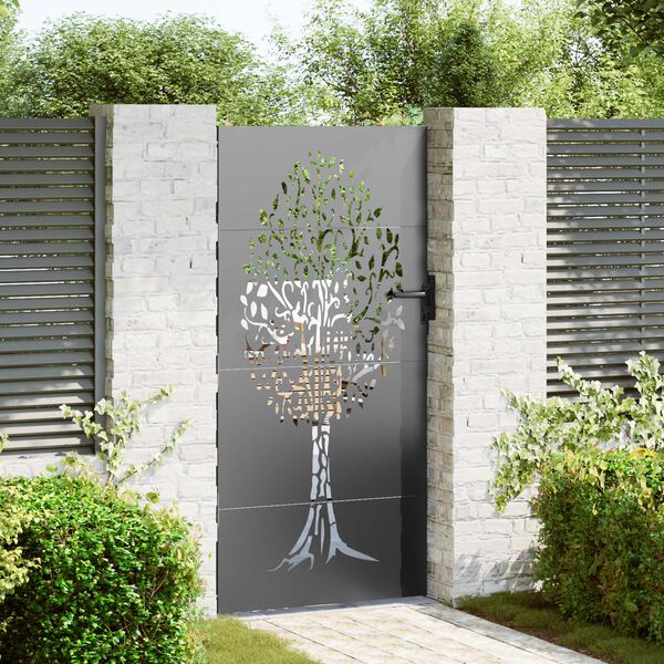 vidaXL Πύλη Κήπου Άλλο Μαύρο 100 x 175 εκ Ατσάλι με Επικάλυψη Πούδρας