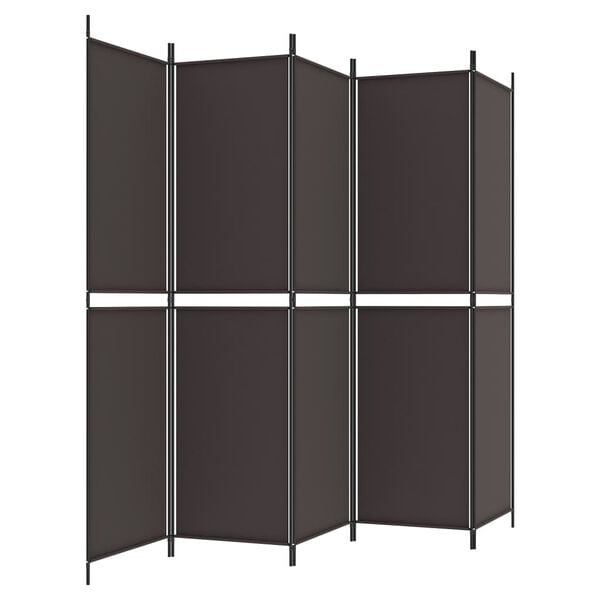 vidaXL Διαχωριστικό Δωματίου με 5 Πάνελ Καφέ 250x200 εκ. από Ύφασμα