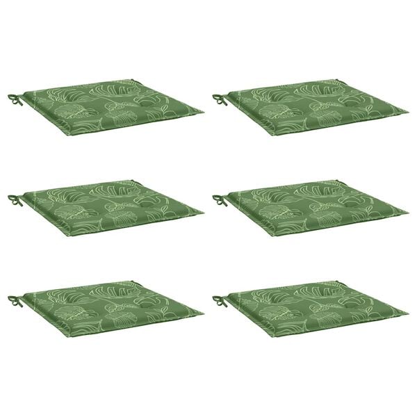 vidaXL Μαξιλάρια Καρέκλας 6 τεμ. Σχέδιο Φύλλων 40x40x4 εκ. Υφασμάτινα