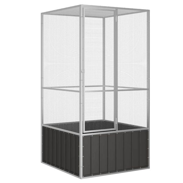 vidaXL Κλουβί Πουλιών Ανθρακί 111x107x211,5 εκ από Γαλβανισμένο Χάλυβα