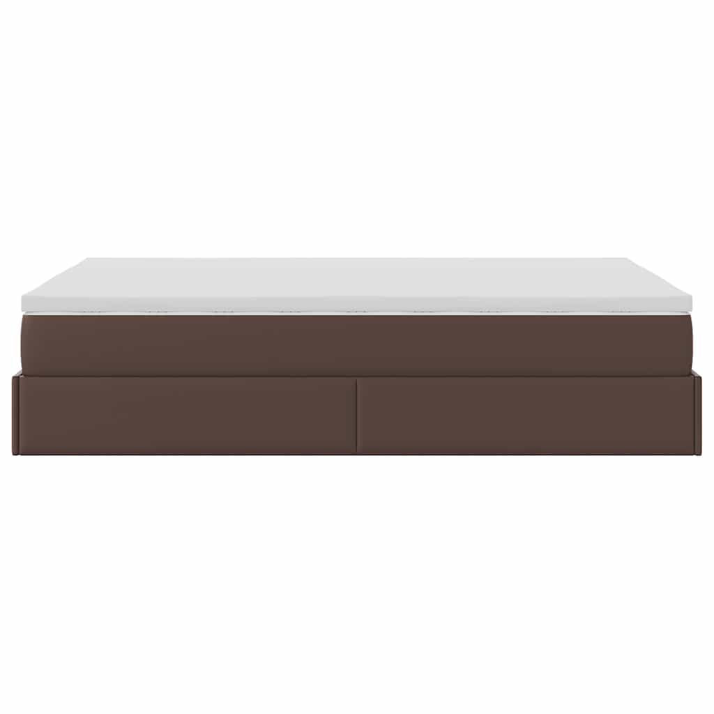 vidaXL Οθωμανικό κρεβάτι με στρώμα καφέ 120x200cm Faux Leather