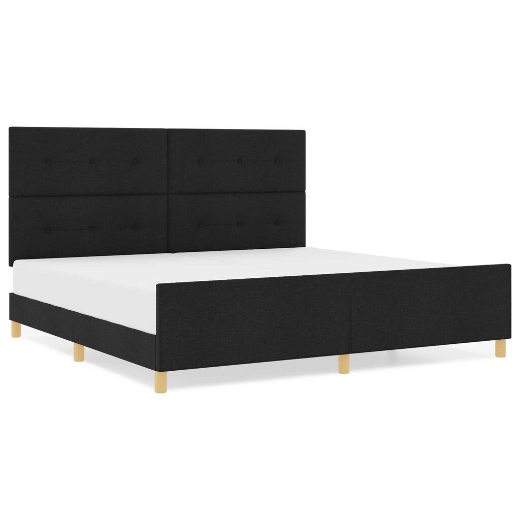 vidaXL Σκελετός Κρεβατιού με κεφαλάρι Μαύρο 200 x 200 cm ύφασμα