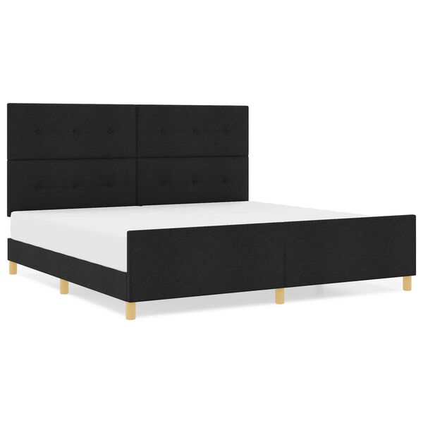vidaXL Σκελετός Κρεβατιού με κεφαλάρι Μαύρο 200 x 200 cm ύφασμα