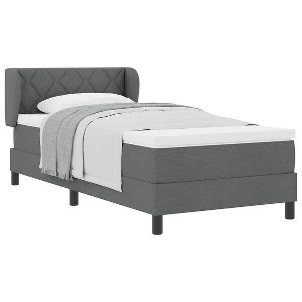 vidaXL Κρεβάτι box spring με στρώμα Σκούρο γκρι 100 x 200 cm ύφασμα