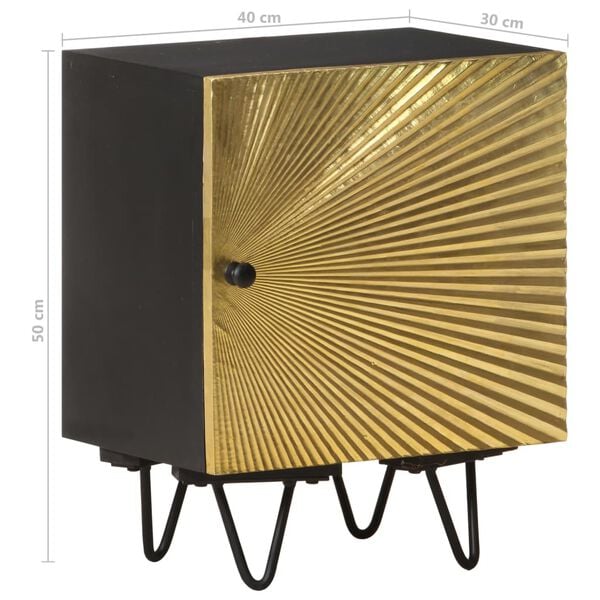 vidaXL Κομοδίνο 40 x 30 x 50 εκ. Ορειχάλκινη Πρόσοψη Μασίφ Ξύλο Μάνγκο