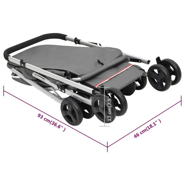 vidaXL Καρότσι Σκύλου Πτυσσόμενο Γκρι 100 x 49 x 96 εκ. Λινό Ύφασμα