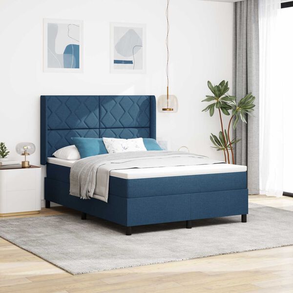 vidaXL Κρεβάτι με Στρώμα μπλε 140x200 cm, ύφασμα