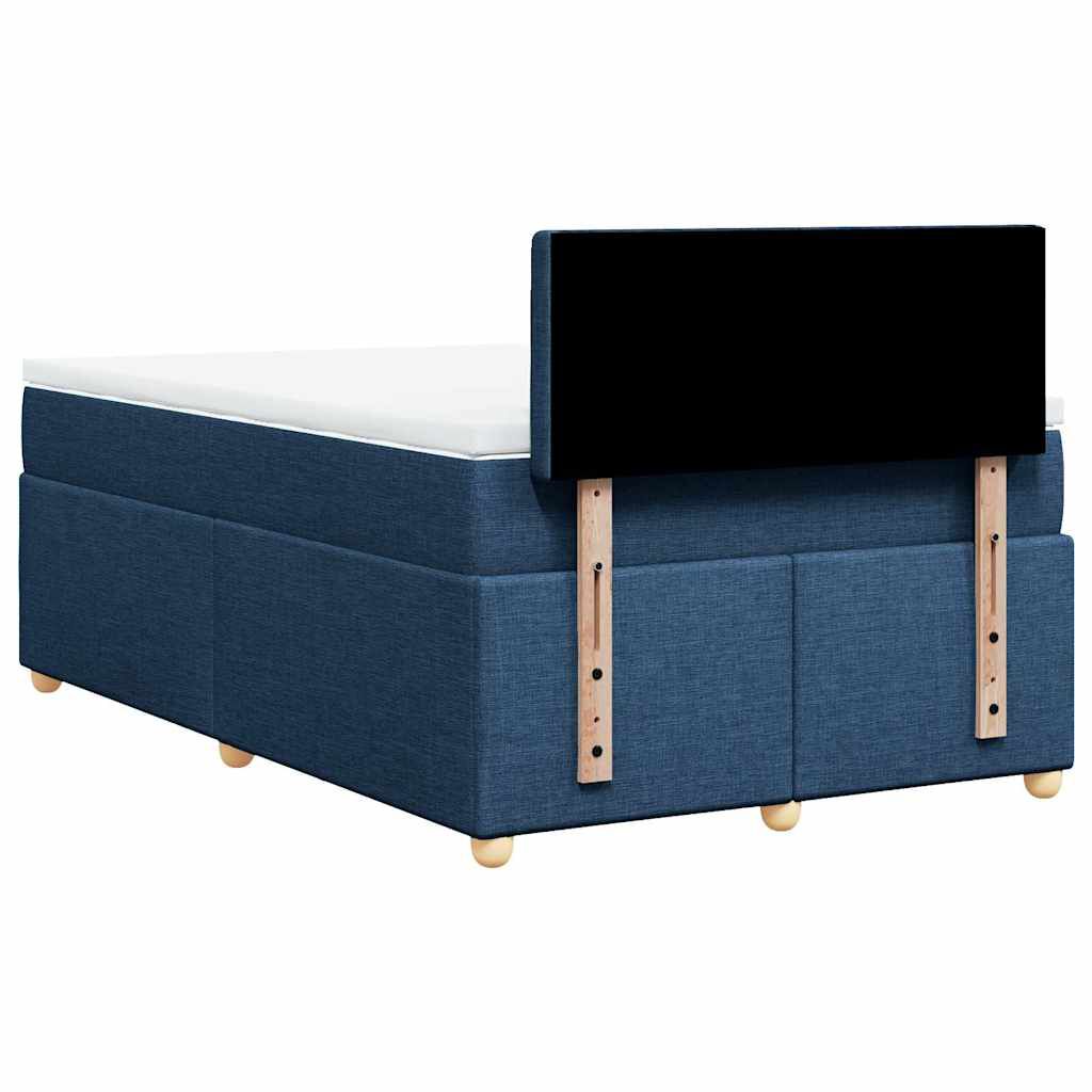 vidaXL Κρεβάτι Boxspring με Στρώμα Μπλε 120x190 εκ. Υφασμάτινο