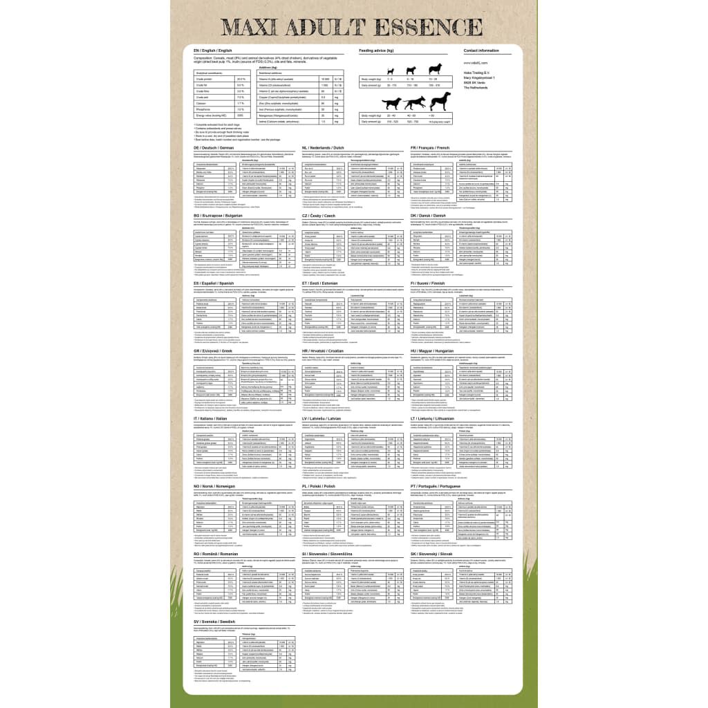 vidaXL Ξηρά Τροφή Σκύλων Premium Maxi Adult Essence Beef & Chicken 15κ