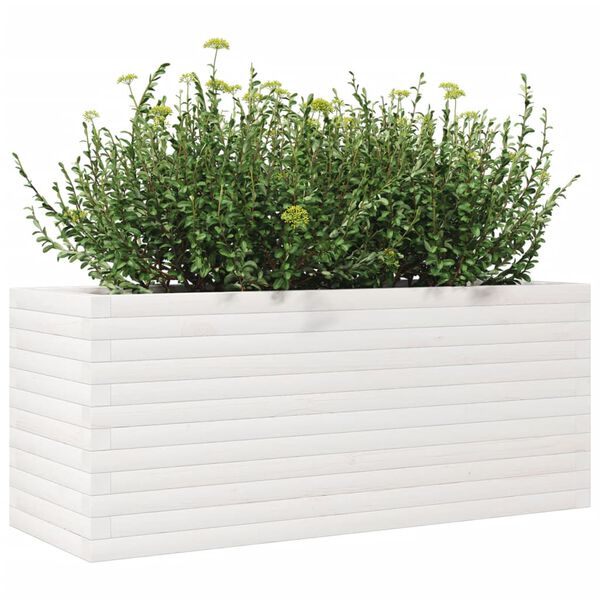 vidaXL Ζαρντινιέρα Κήπου Λευκή 110x40x45,5 εκ. από Μασίφ Ξύλο Πεύκου