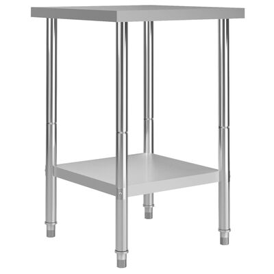 vidaXL Πάγκος Εργασίας Κουζίνας 60x60x85 εκ. από Ανοξείδωτο Ατσάλι