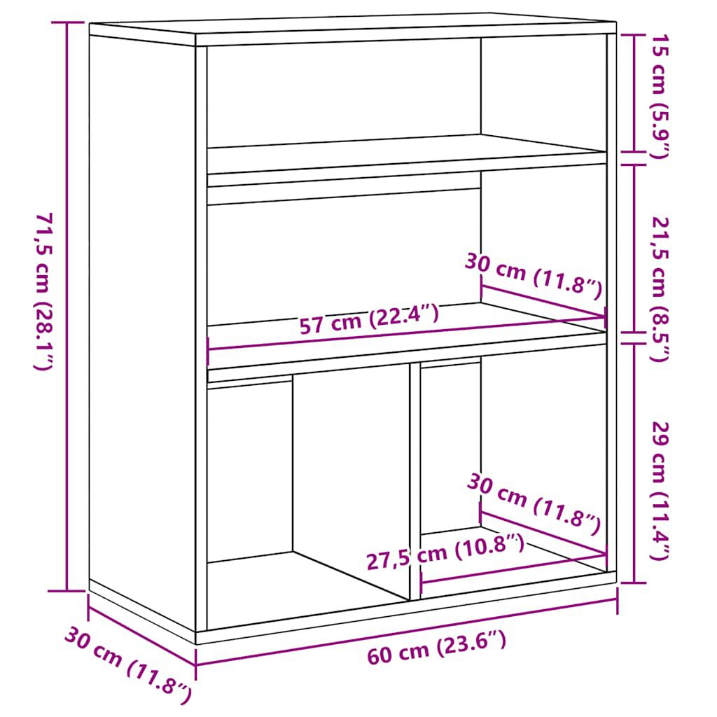 vidaXL Βιβλιοθήκη Artisan Δρυς 60x30x71,5 εκ. Επεξεργασμένο Ξύλο