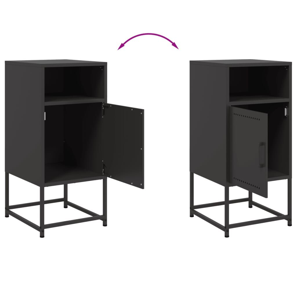 vidaXL Κομοδίνο Μαύρο 36x39x78 εκ. από Χάλυβα