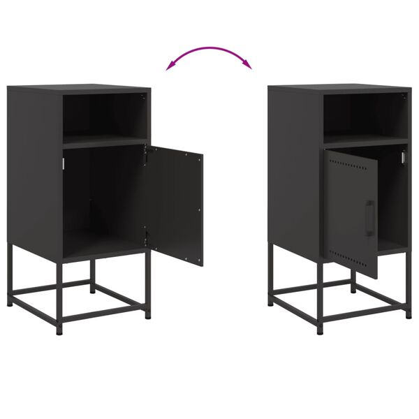 vidaXL Κομοδίνο Μαύρο 36x39x78 εκ. από Χάλυβα