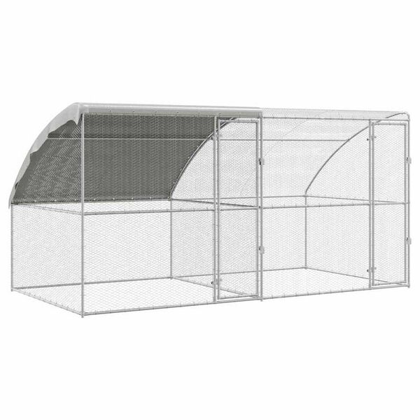 vidaXL Κλουβί για κότες Ασημί 400 x 200 x 198.5 εκ